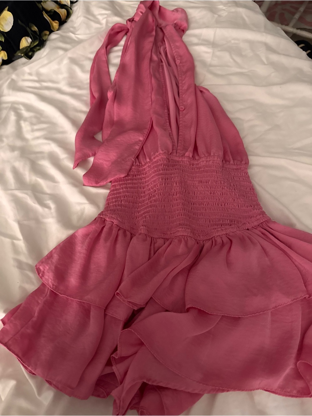 Pink Ruffled Halter Mini Dress - Picture 1 of 2